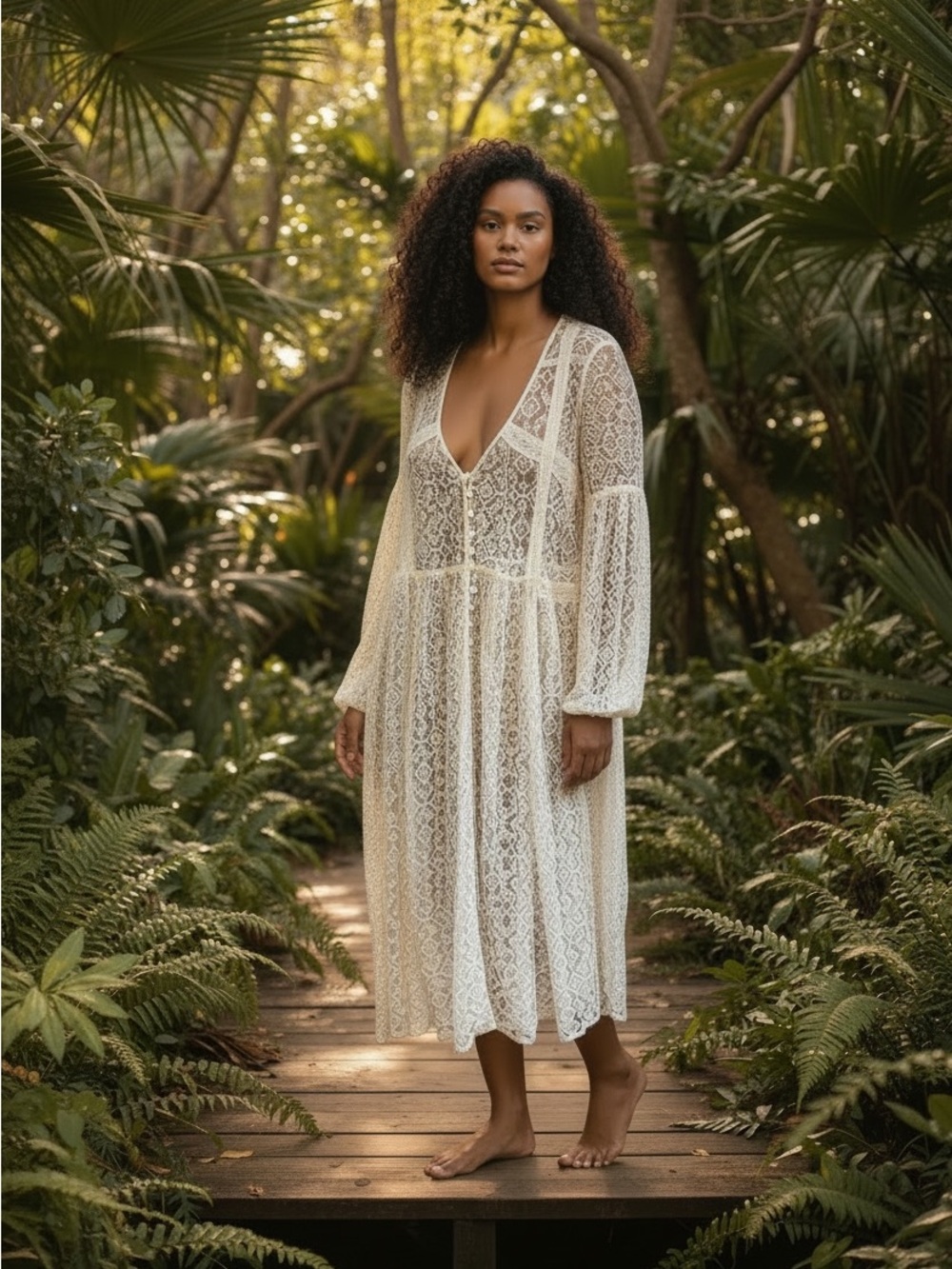 ANTHROPOLOGIE MAEVE San-Michel Lace Duster Dress Coverup Ivory White L - Picture 15 of 16